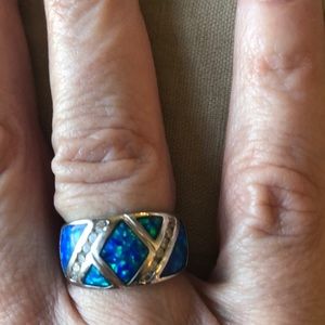 Turquoise ring w/diamonds